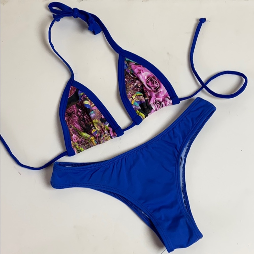 Brazilian blue stamped bikini